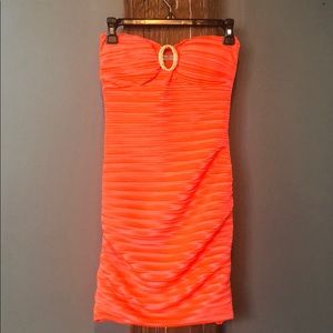 Orange strapless dress